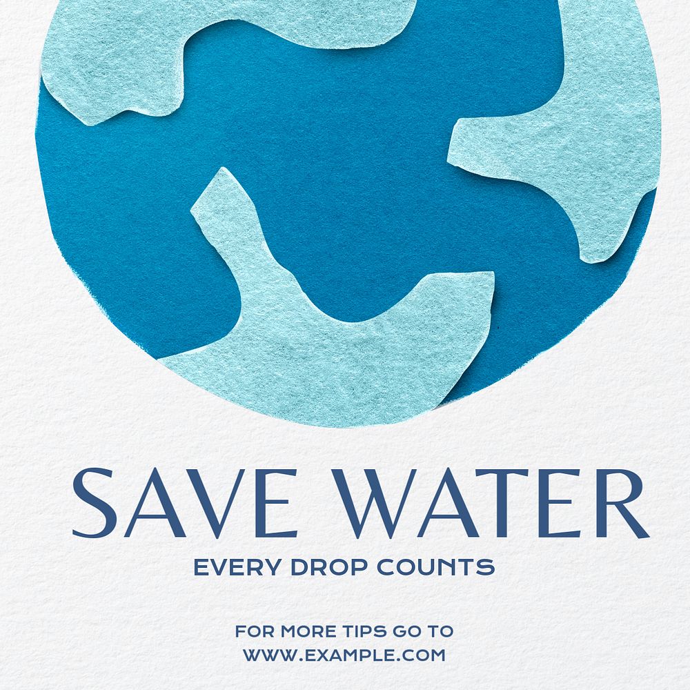 Save water Instagram post template, editable text