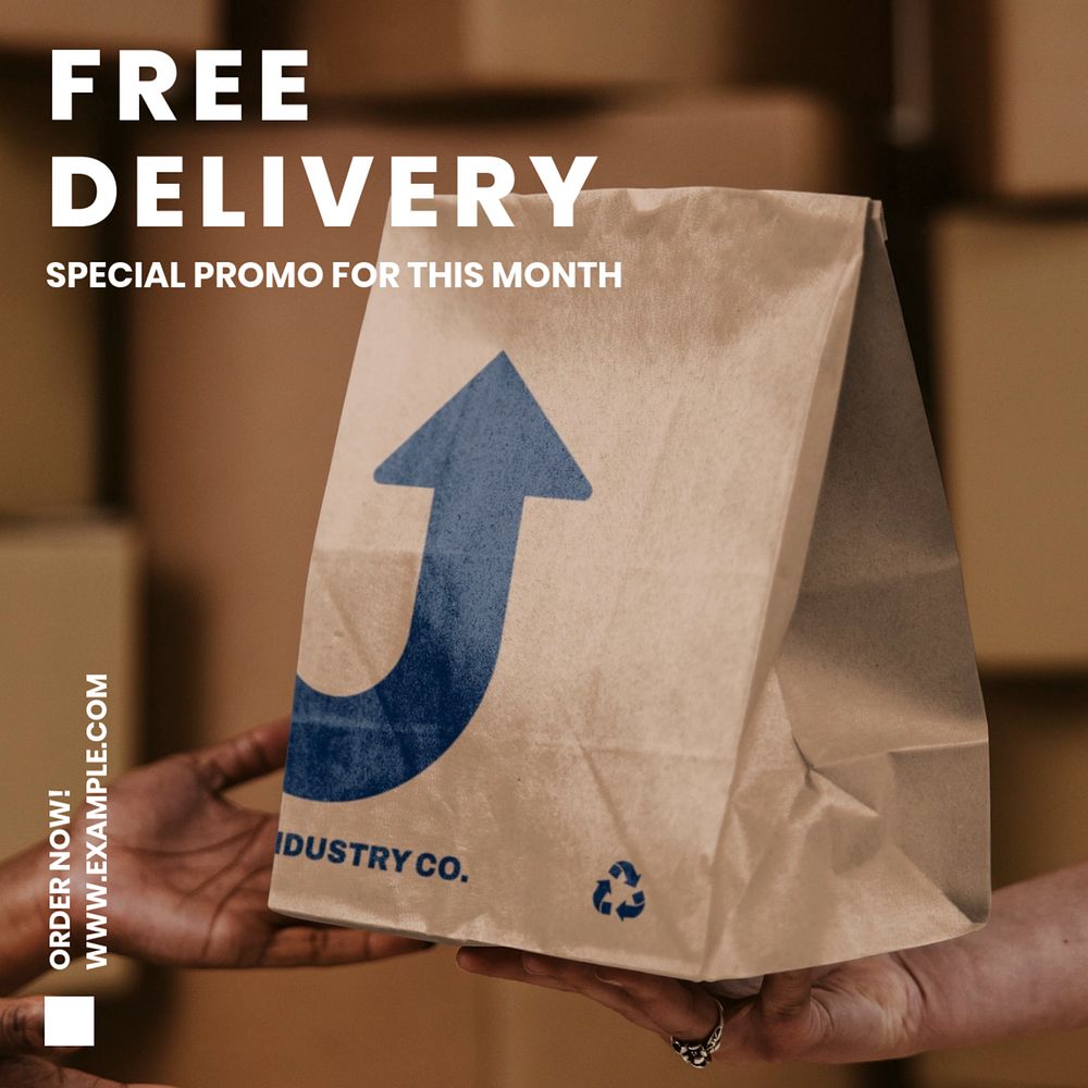 Free delivery Instagram post template, editable text