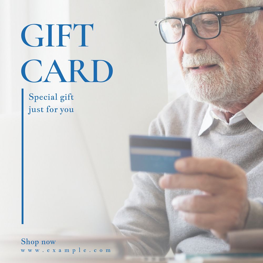 Gift card Instagram post template, editable text