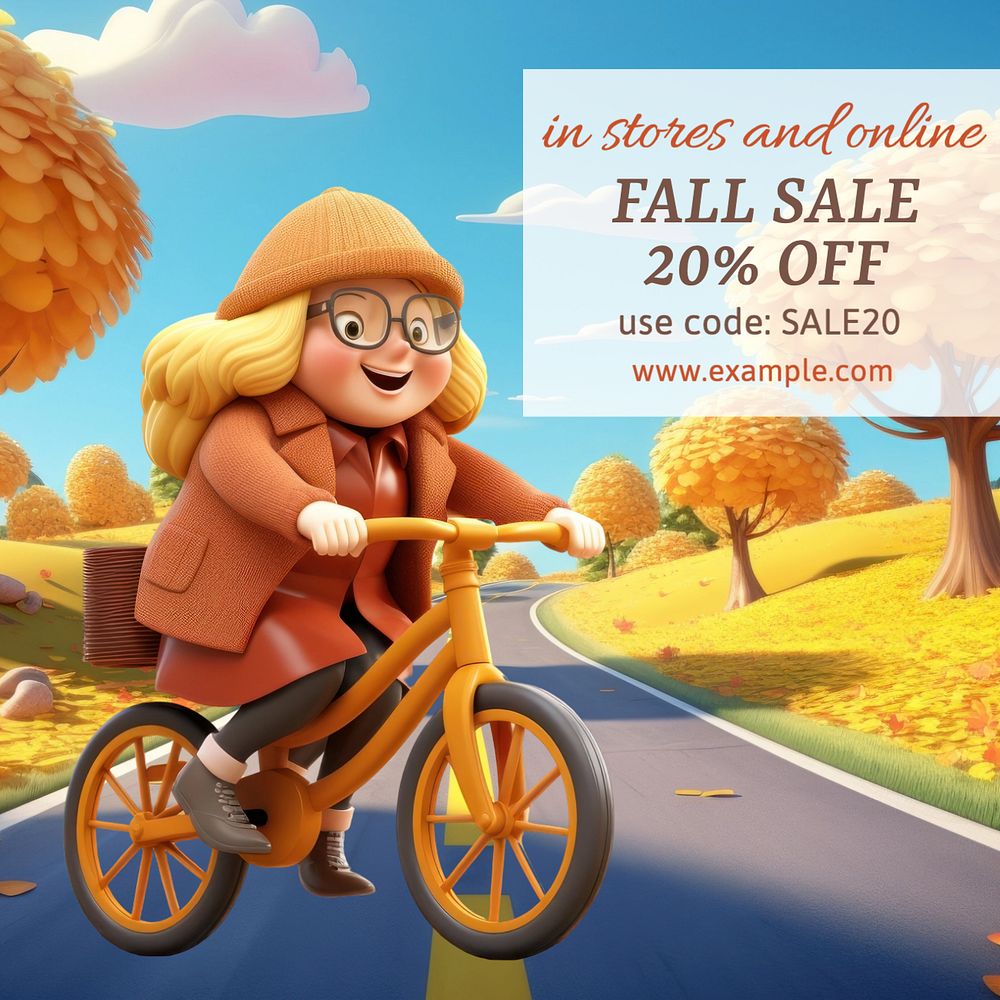 Fall sale Instagram post template, editable text