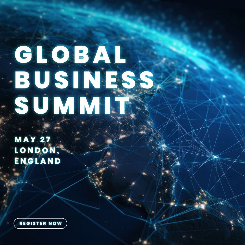 Global business summit Instagram post template, editable text