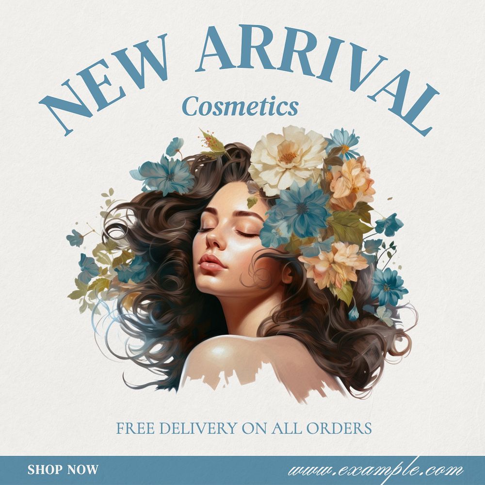 New arrival cosmetics Instagram post template, editable text