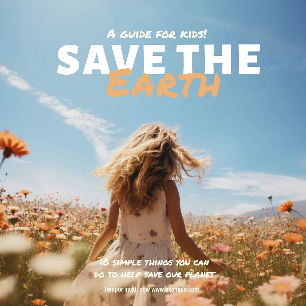 Save the earth Instagram post template, editable text