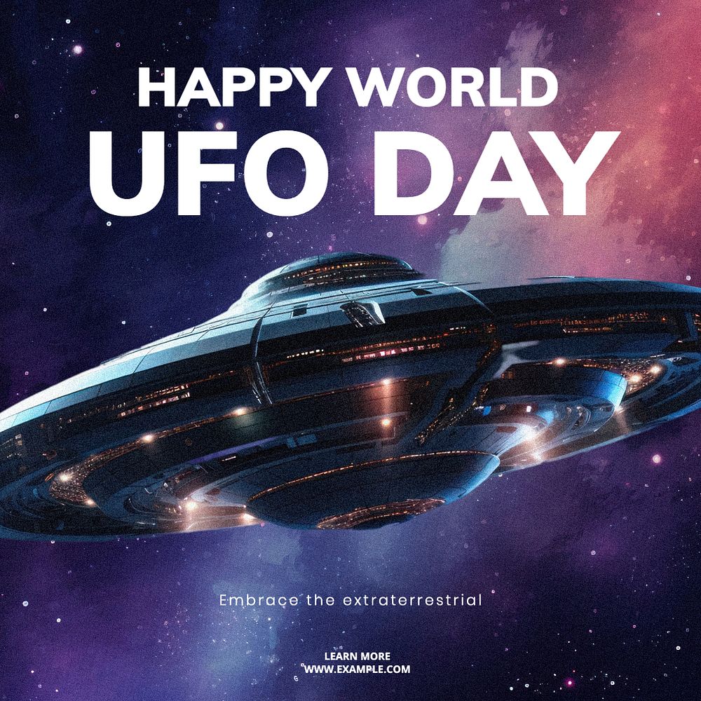 World UFO day Instagram post template, editable text