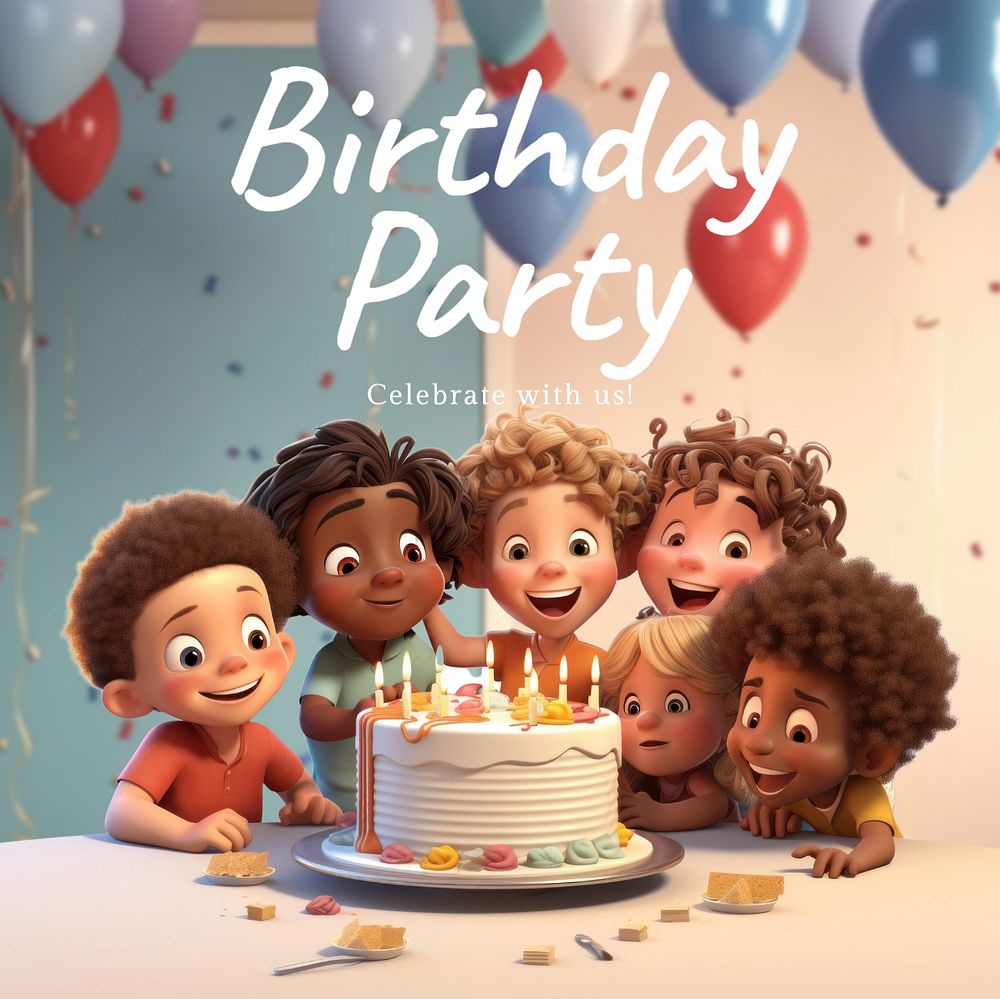 Birthday party Instagram post template, editable text