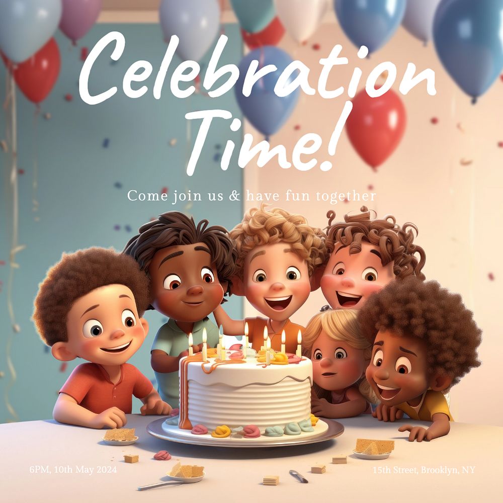 Celebration time Instagram post template, editable text