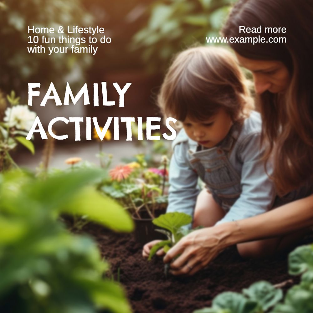 Family activities Instagram post template, editable text