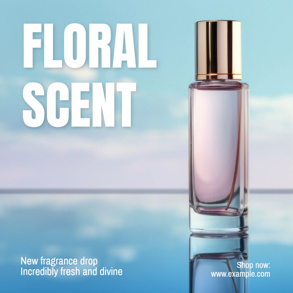 Floral perfume Instagram post template, editable text