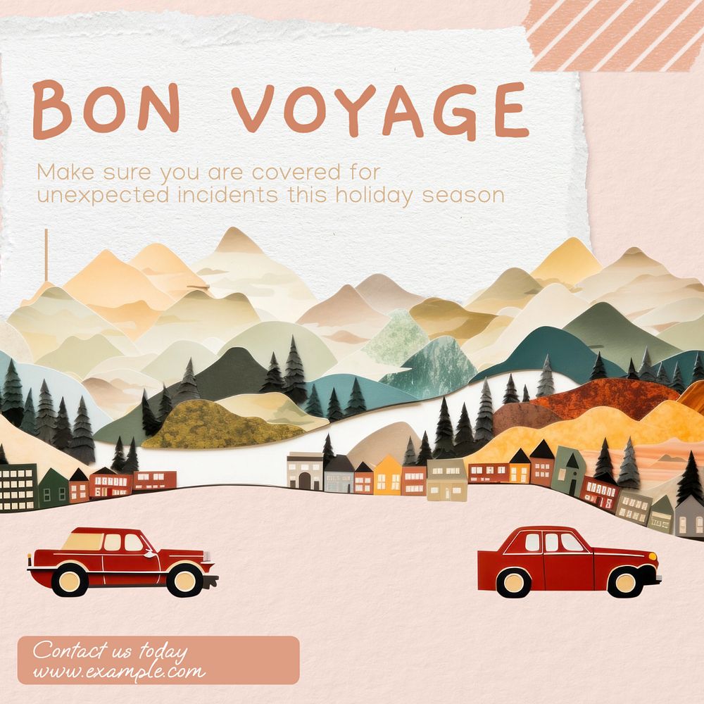 Bon voyage Instagram post template, editable text