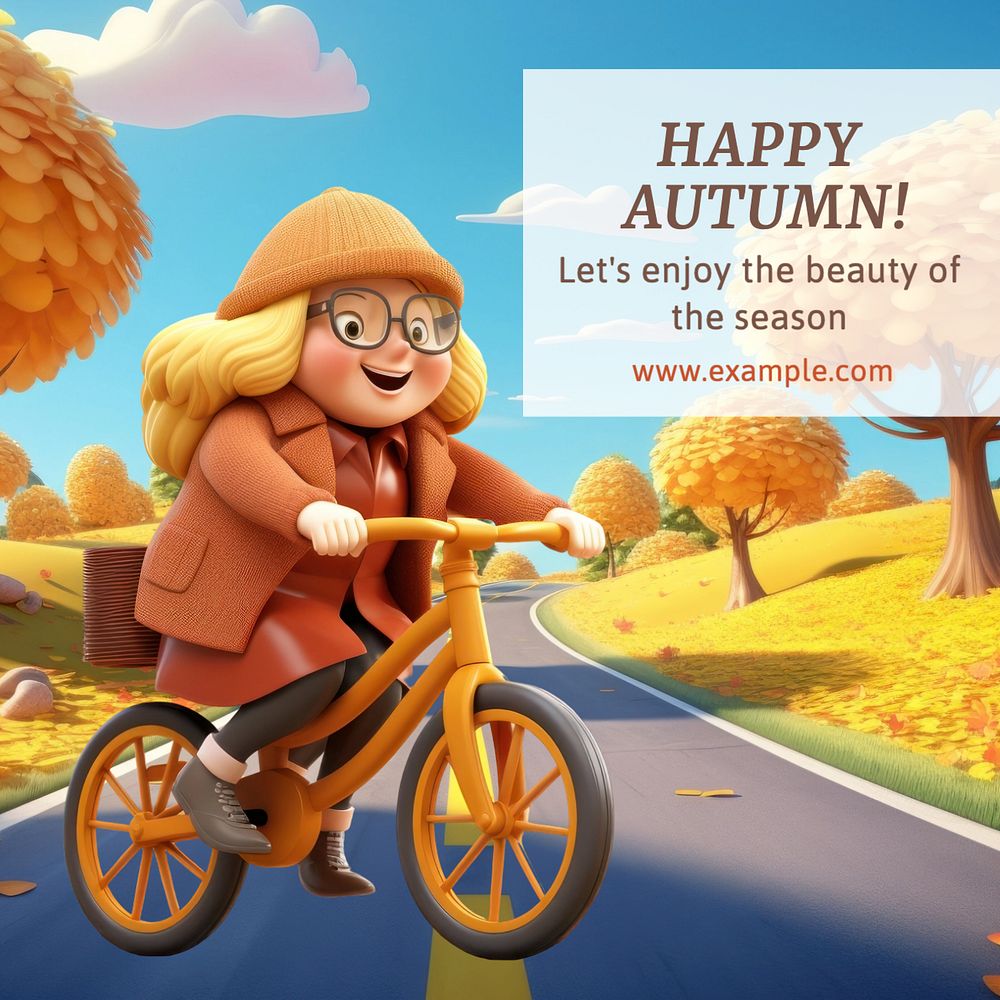 Happy autumn Instagram post template, editable text