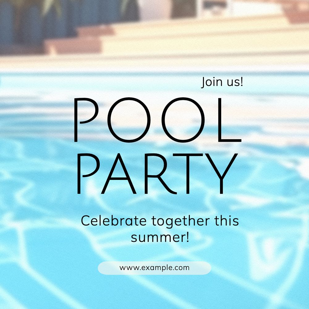 Pool party Instagram post template, editable text