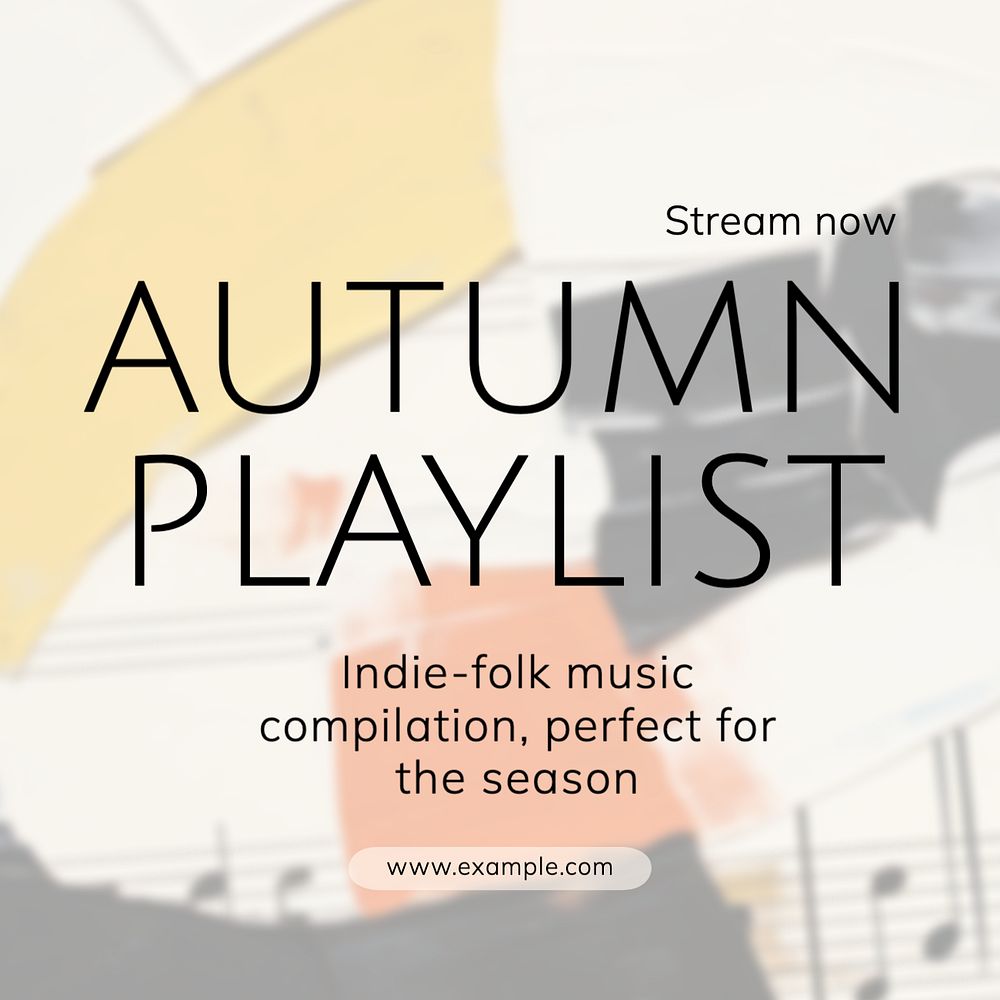 Autumn playlist Instagram post template, editable text