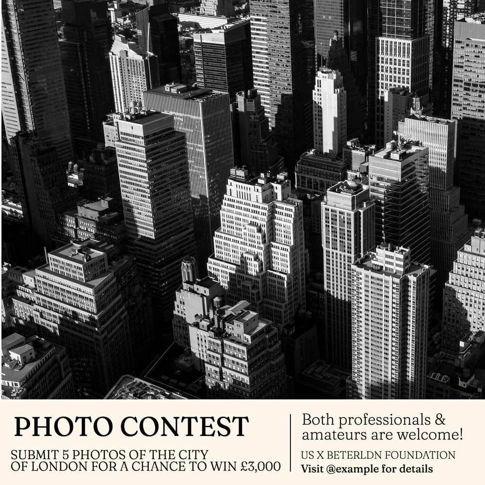 Photo contest Instagram post template, editable text