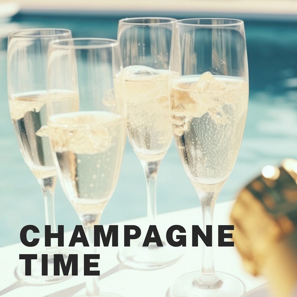 Champagne time Instagram post template, editable text