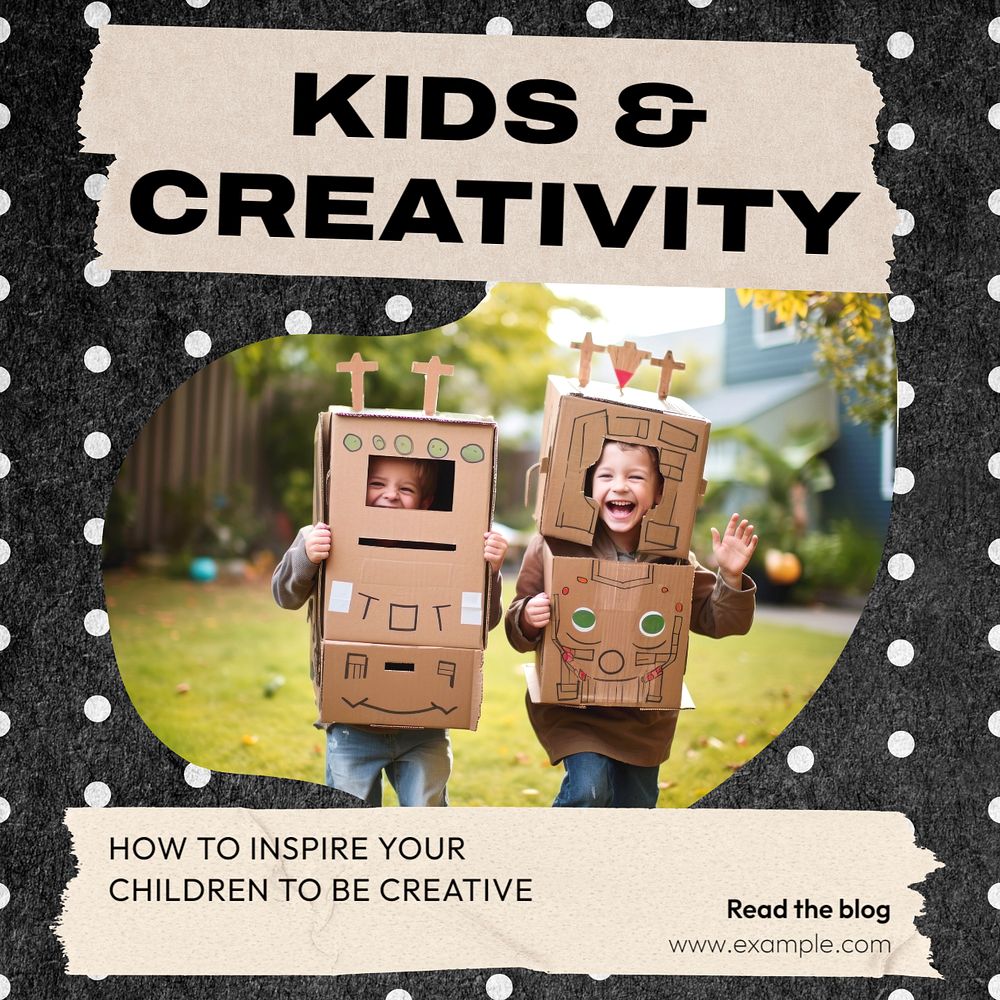 Kids & creativity Instagram post template, editable text