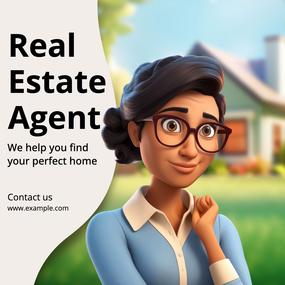 Real estate agent Instagram post template, editable text