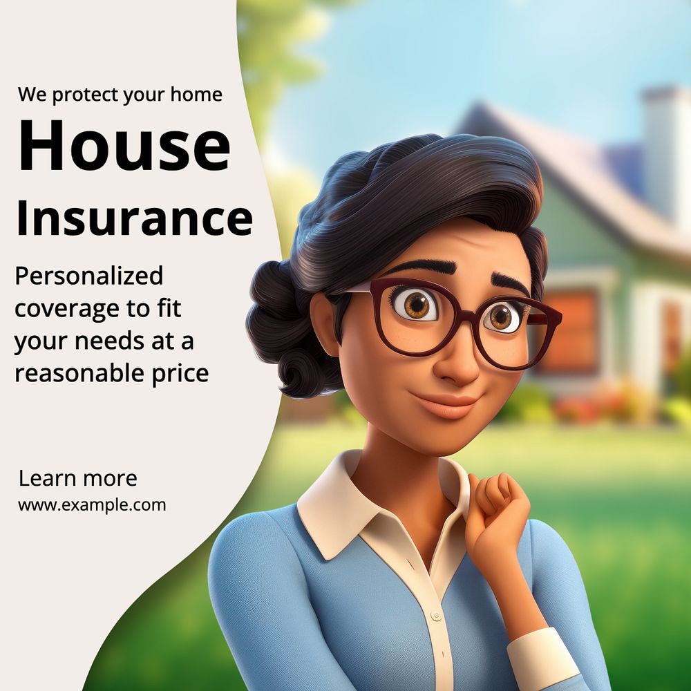 House insurance Instagram post template, editable text