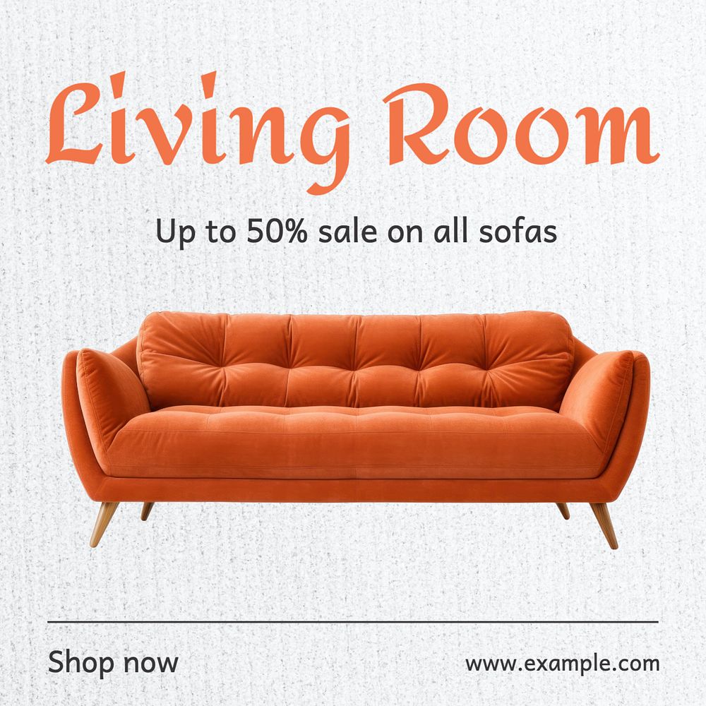 Living room sale Instagram post template, editable text