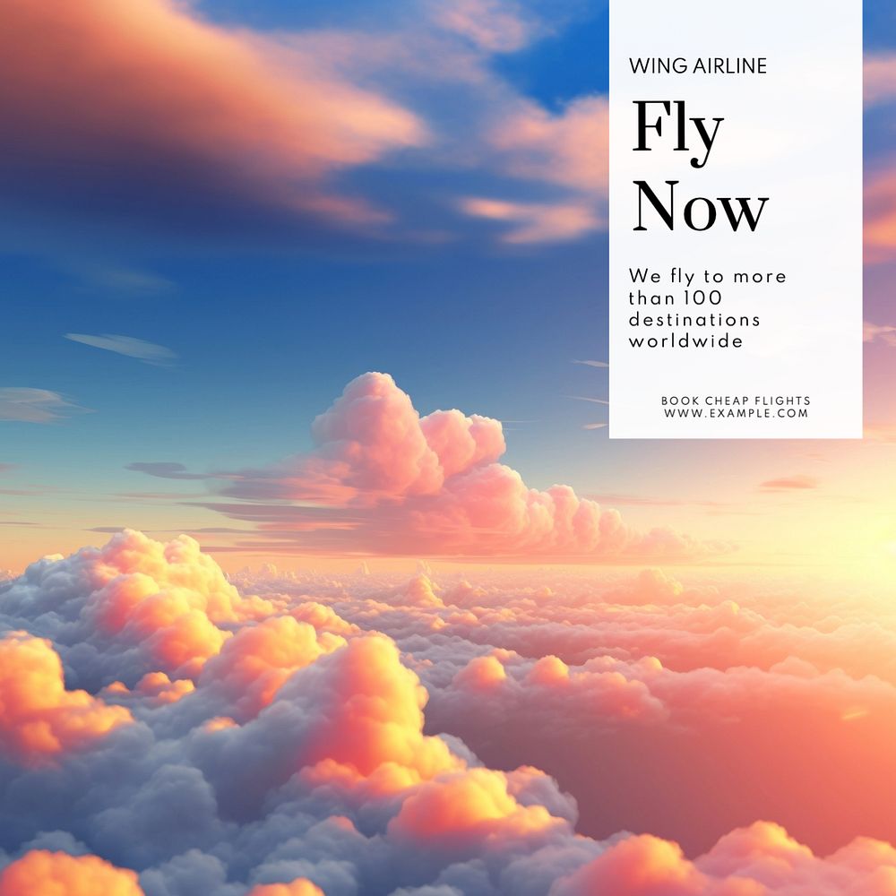 Fly now Instagram post template, editable text