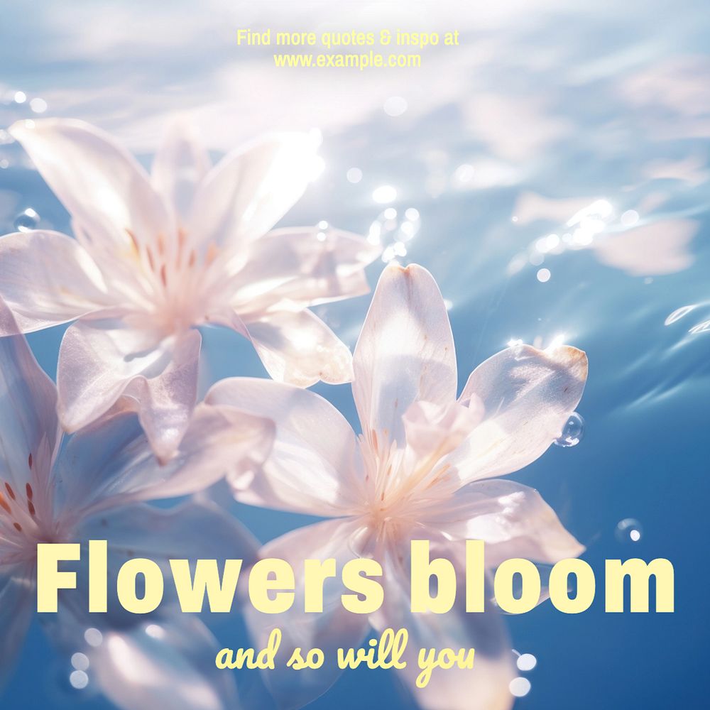 Flowers bloom  Instagram post template, editable text