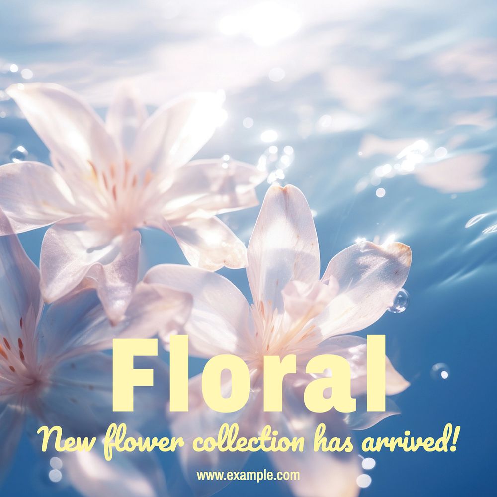 Flower collection Instagram post template, editable text