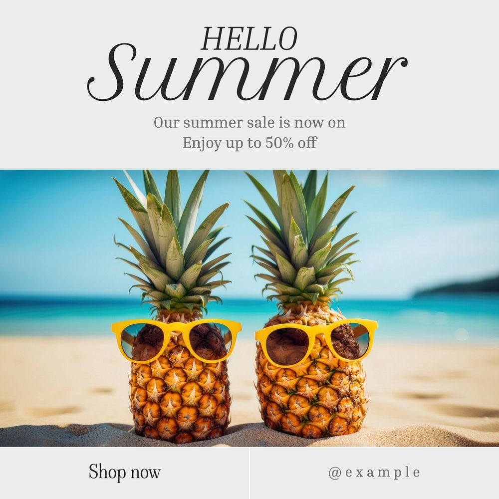 Summer sale Instagram post template, editable text