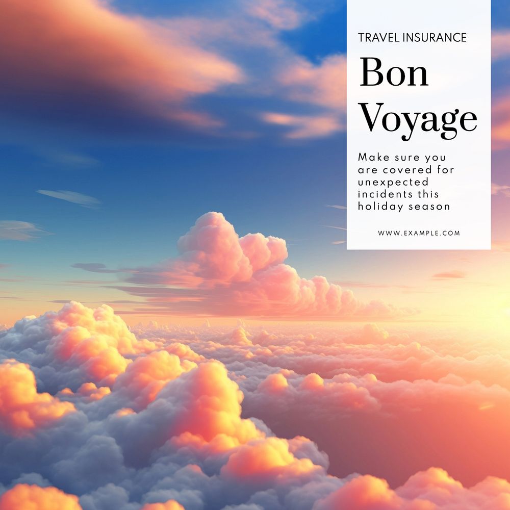 Bon voyage Instagram post template, editable text