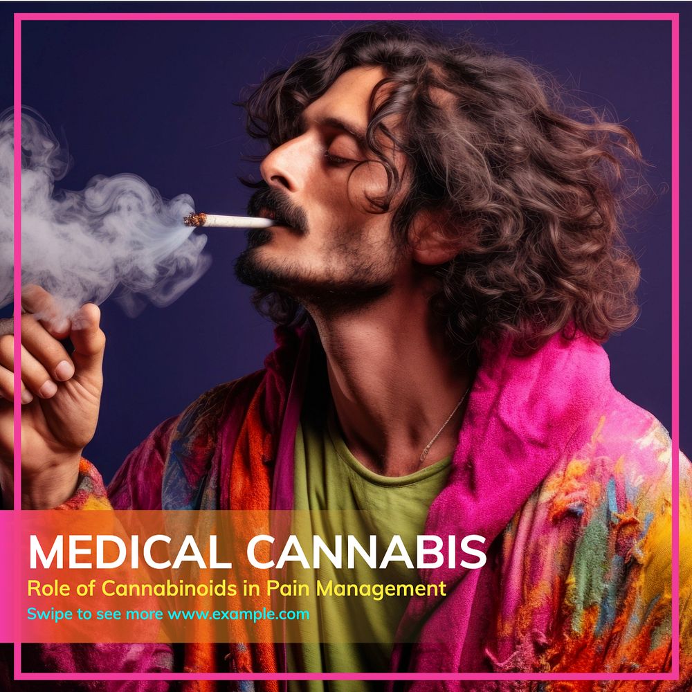 Medical cannabis Instagram post template, editable text