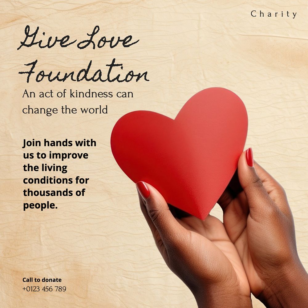 Give Love Foundation Instagram post template, editable text