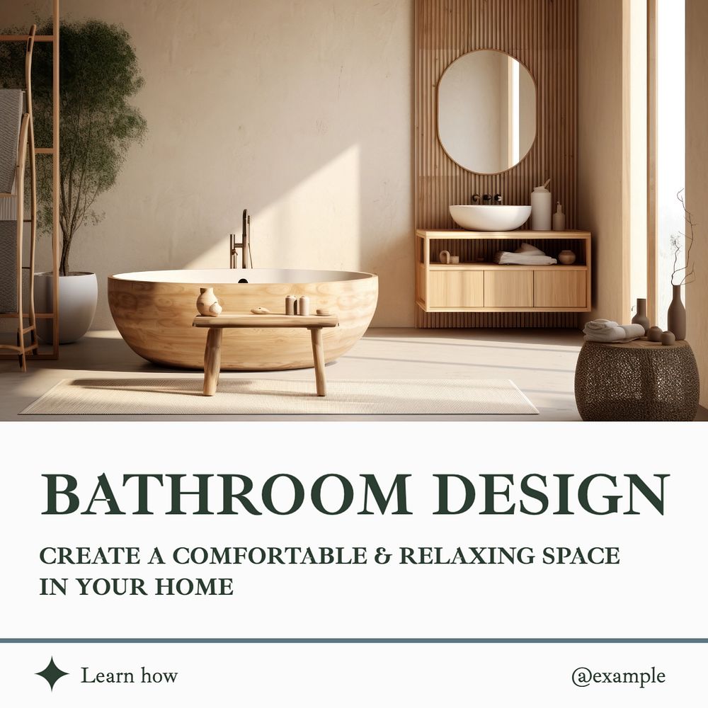 Bathroom design Instagram post template, editable text