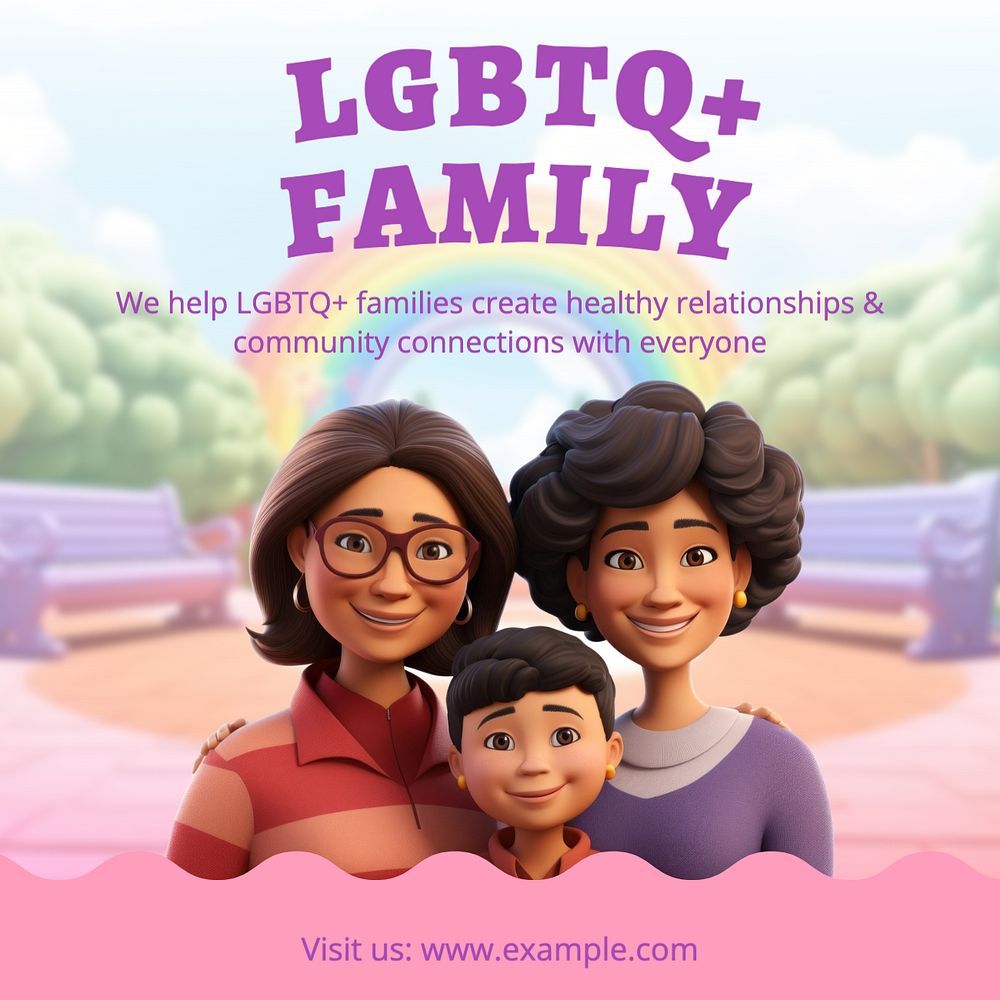 LGBTQ family Instagram post template, editable text