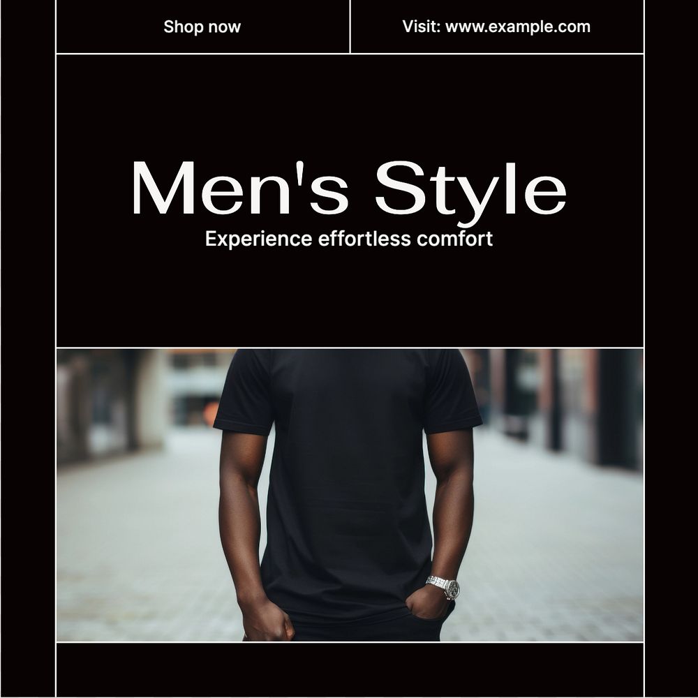 Men's style Instagram post template, editable text