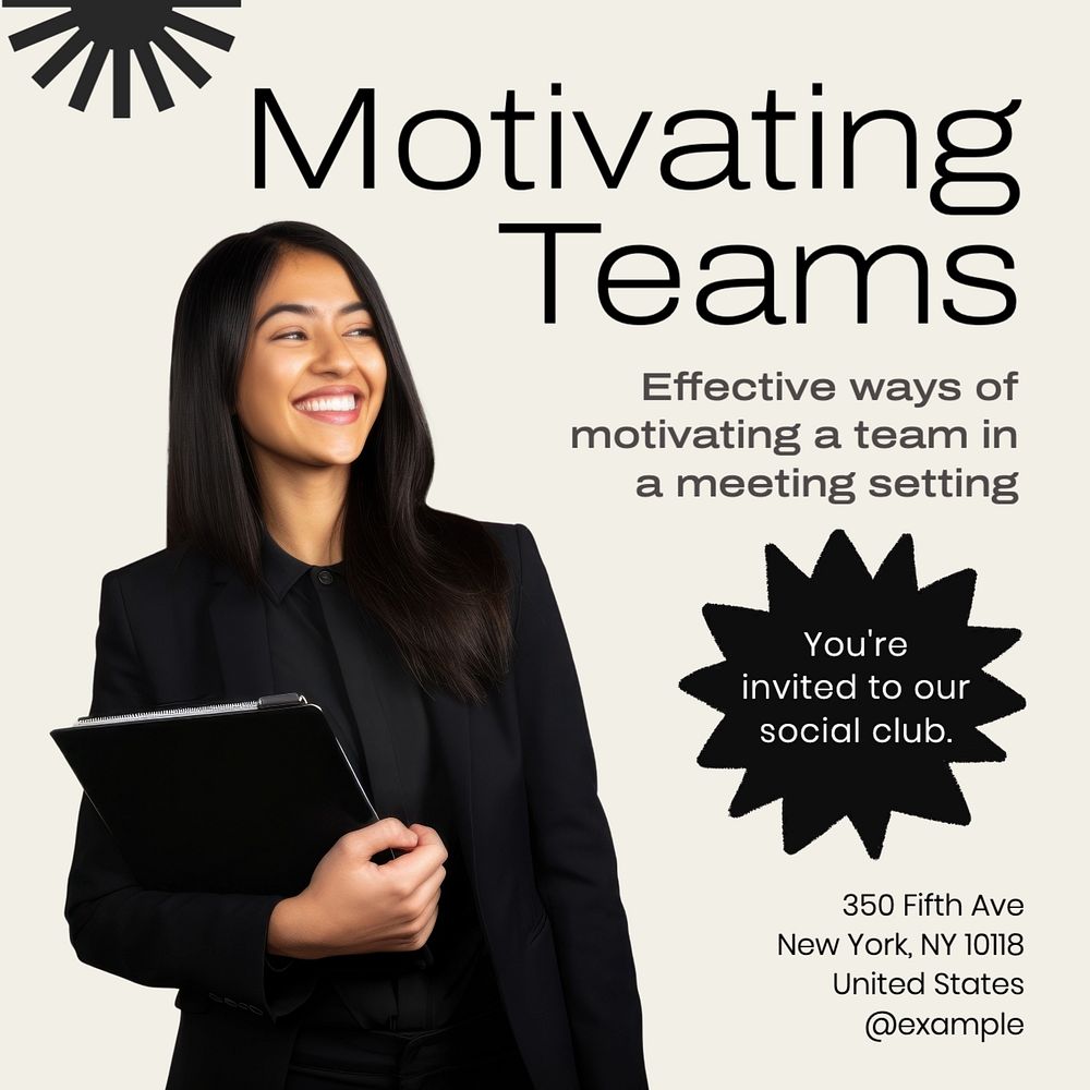 Motivating teams Instagram post template, editable text