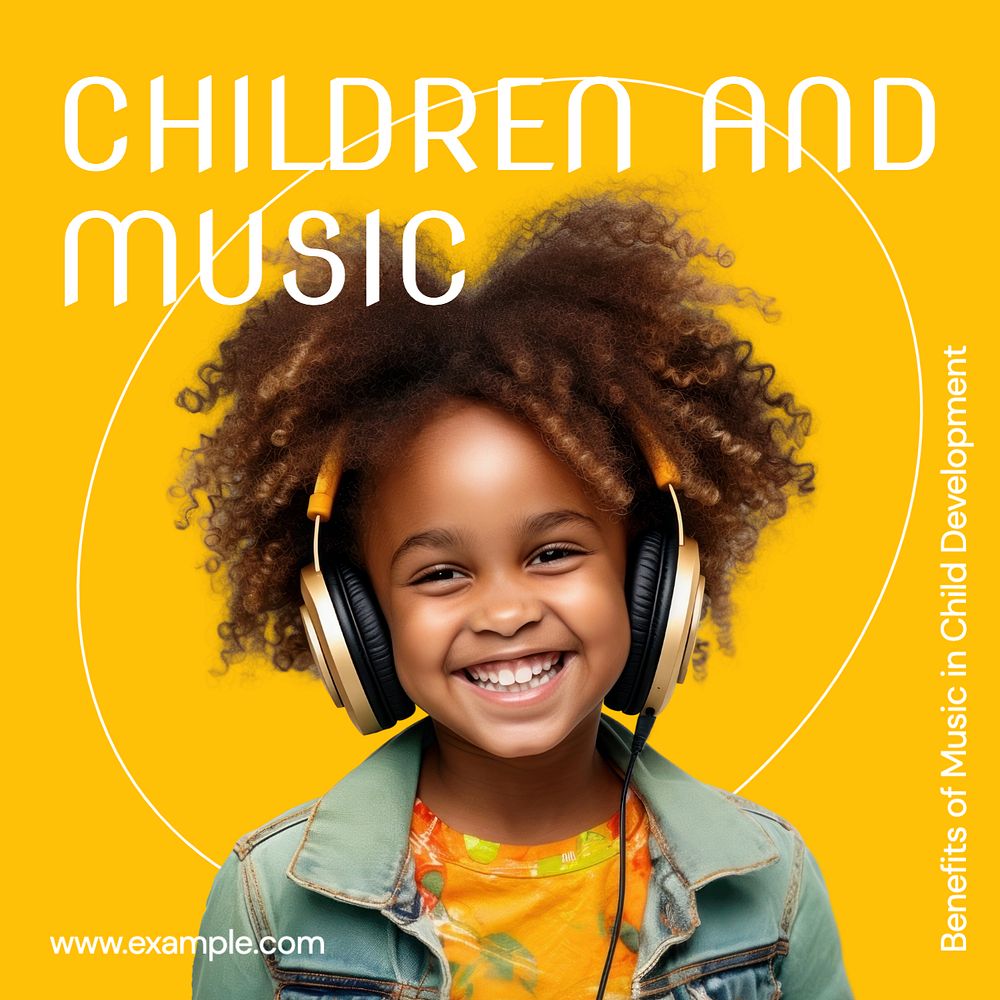 Children and music Instagram post template, editable text