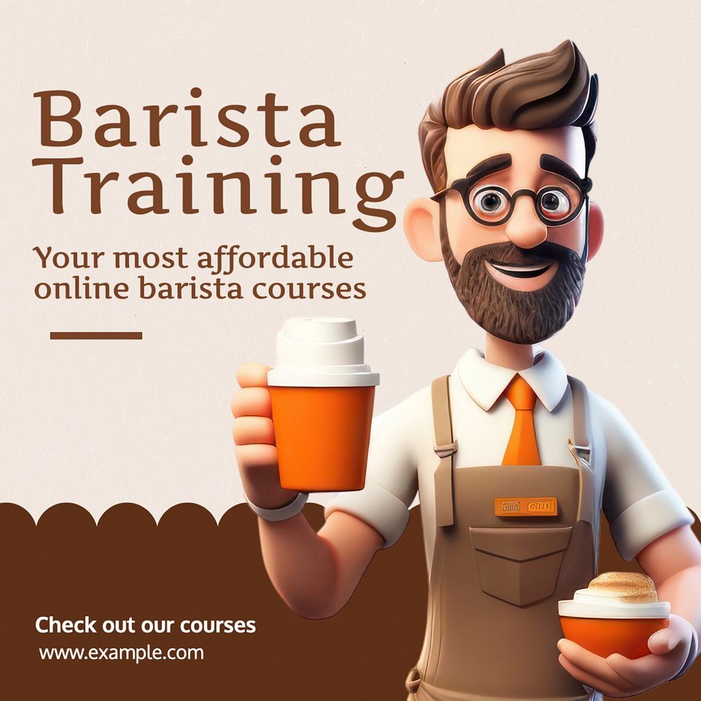 Barista training Instagram post template, editable text