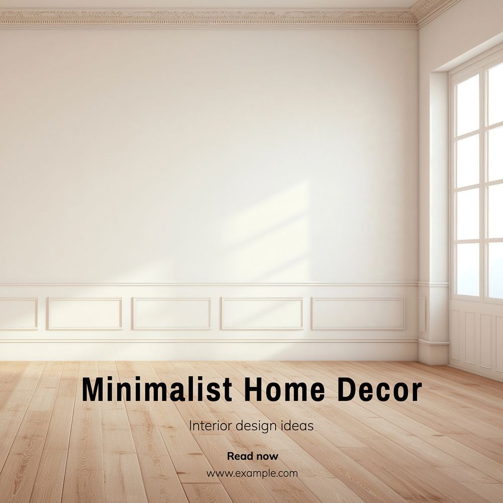 Minimalist home decor Instagram post template, editable text