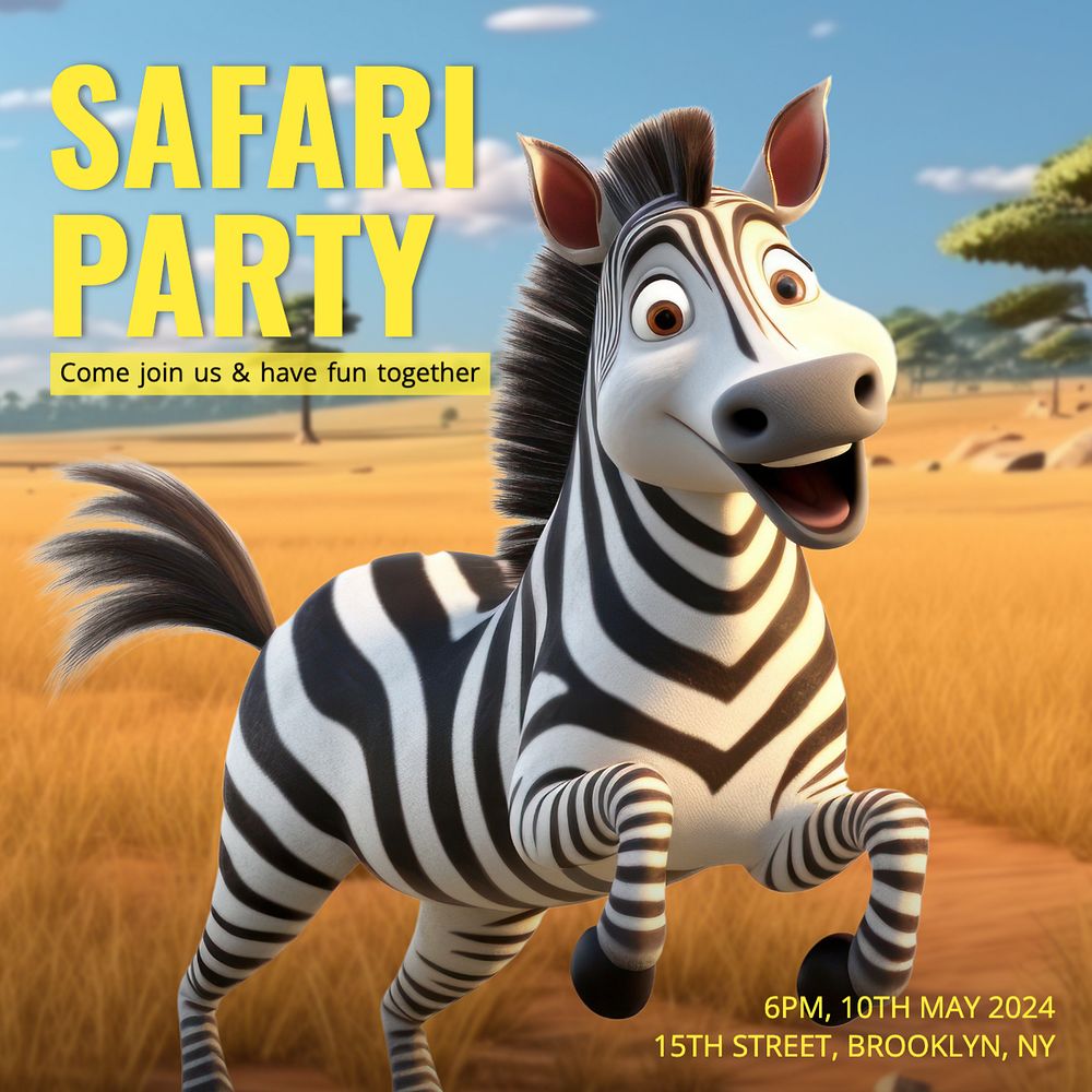 Safari party Instagram post template, editable text