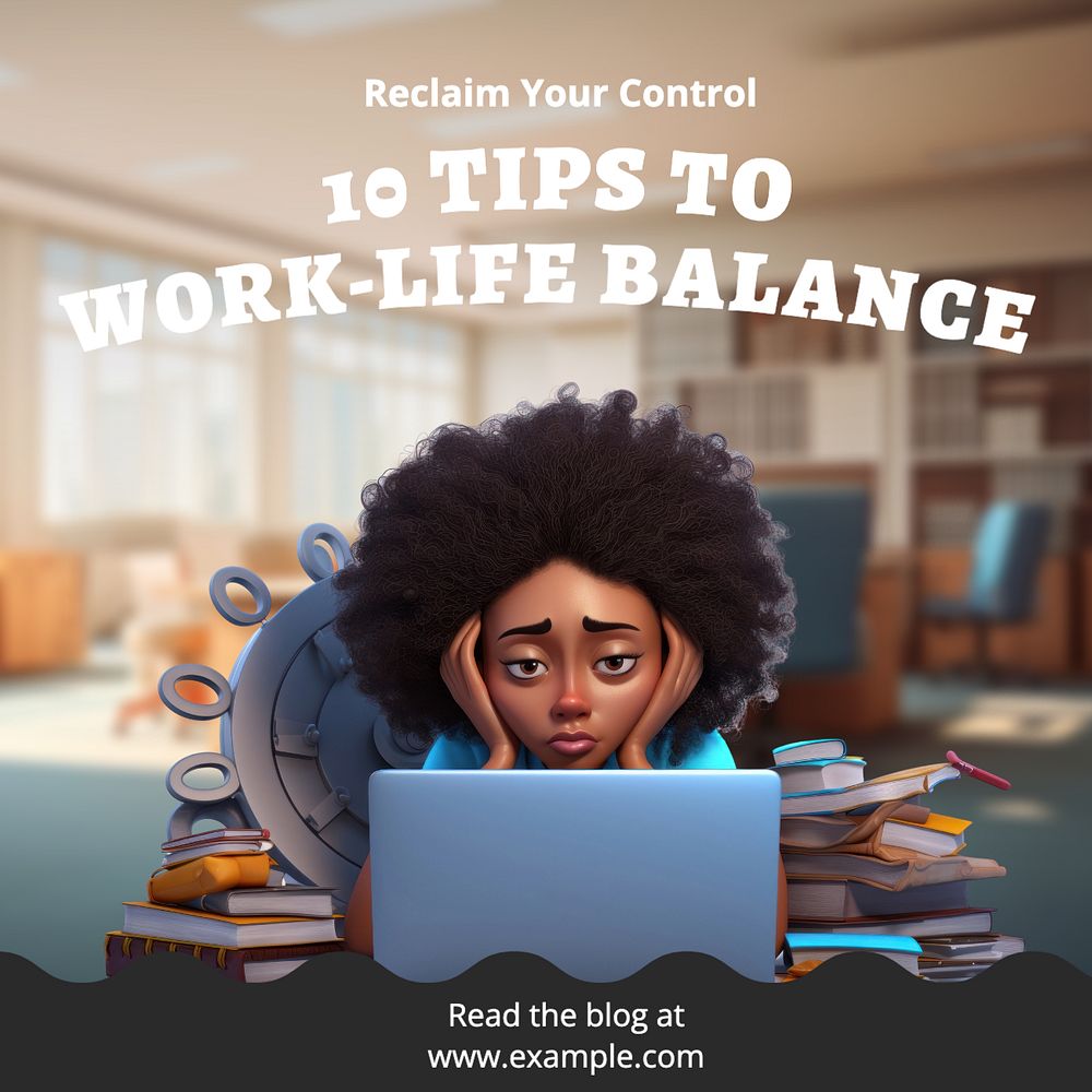 Work-life balance Instagram post template, editable text