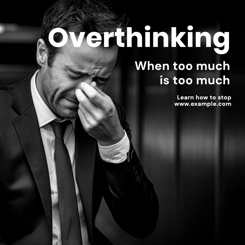 Overthink & stress Instagram post template, editable text