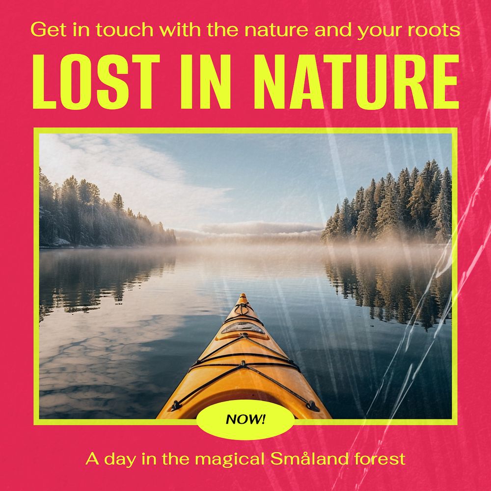 Lost in nature Instagram post template, editable text