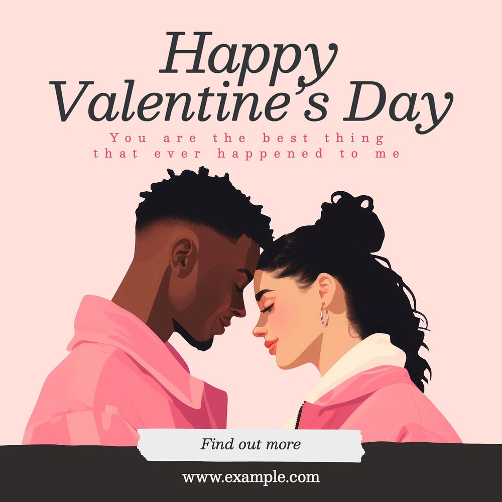 Happy Valentine's day Instagram post template, editable text