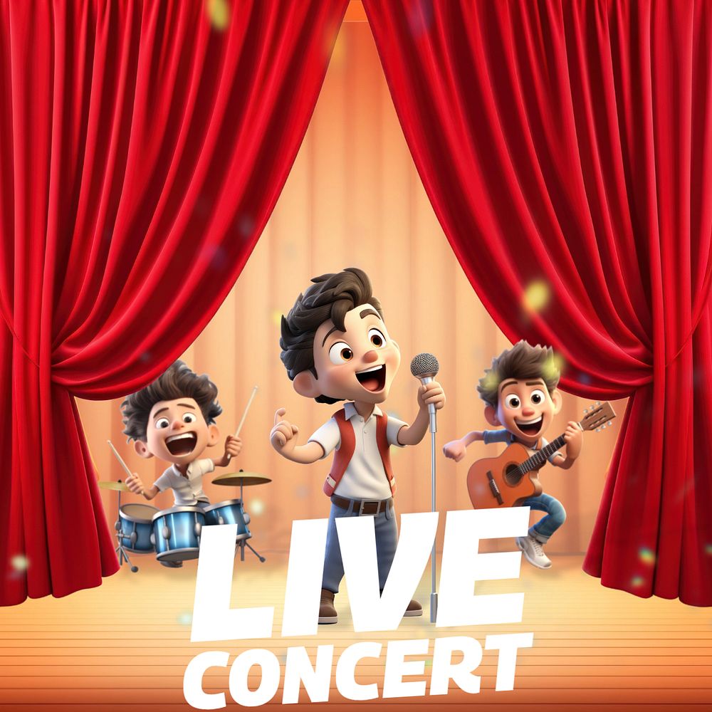 Live concert Instagram post template, editable text