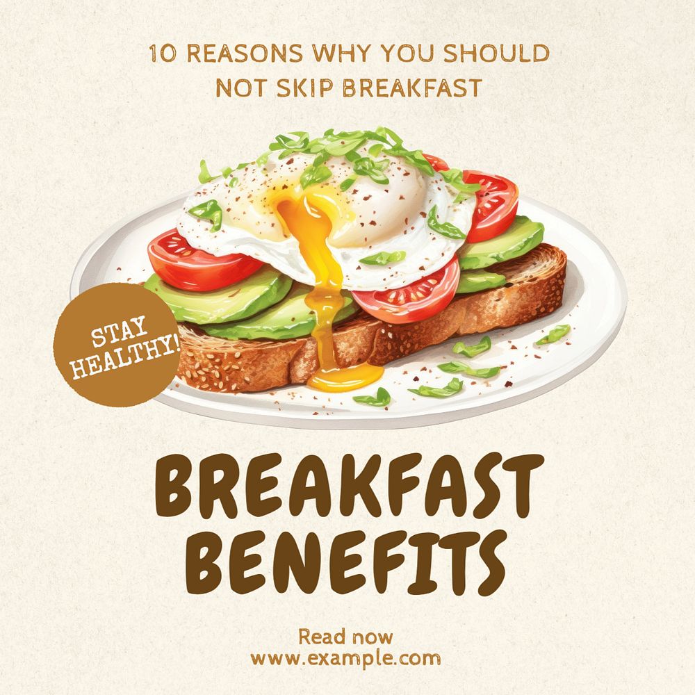 Healthy breakfast Instagram post template, editable text