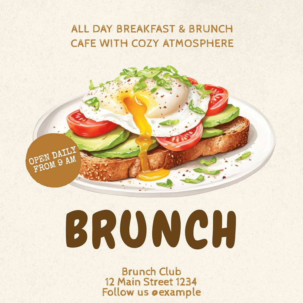 Brunch Instagram post template, editable text