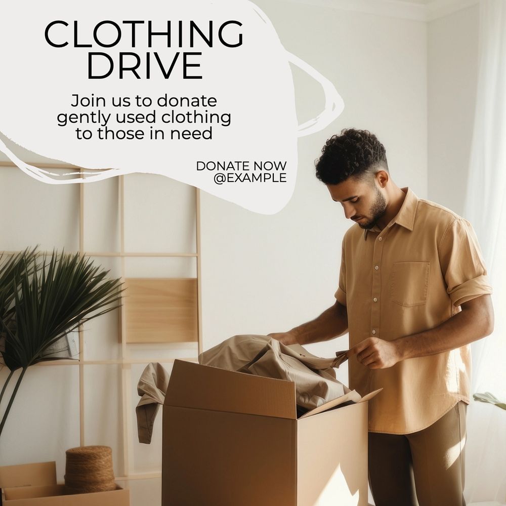 Clothing drive Instagram post template, editable text