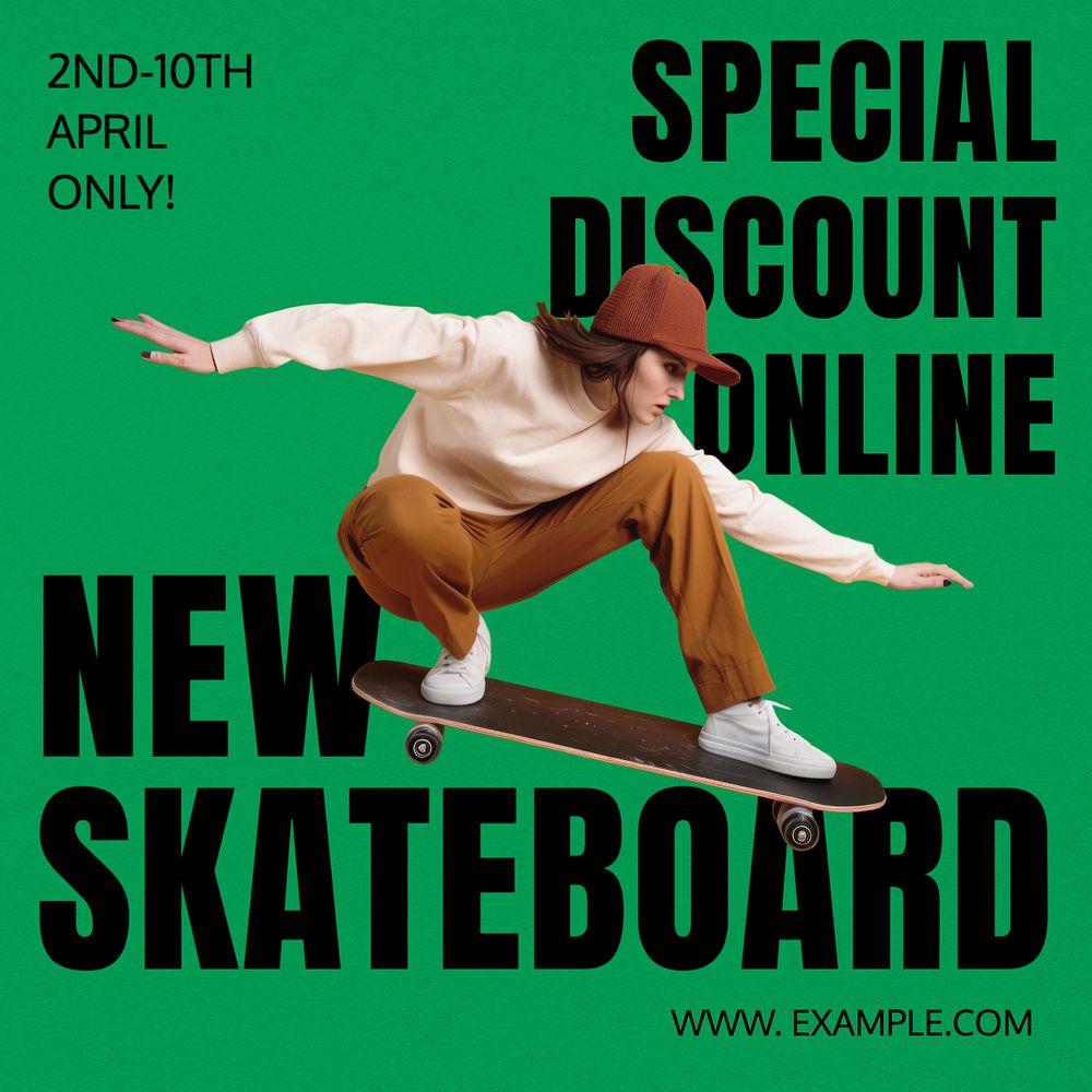 New skateboard Instagram post template, editable text