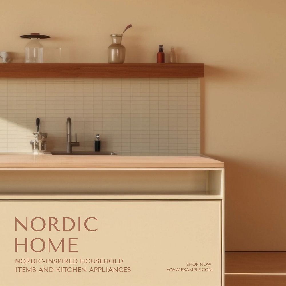 Nordic home Instagram post template, editable text