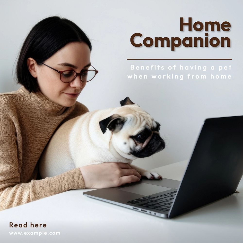 Home companion Instagram post template, editable text