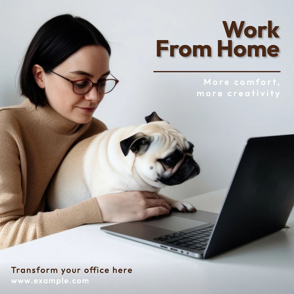 Work from home Instagram post template, editable text