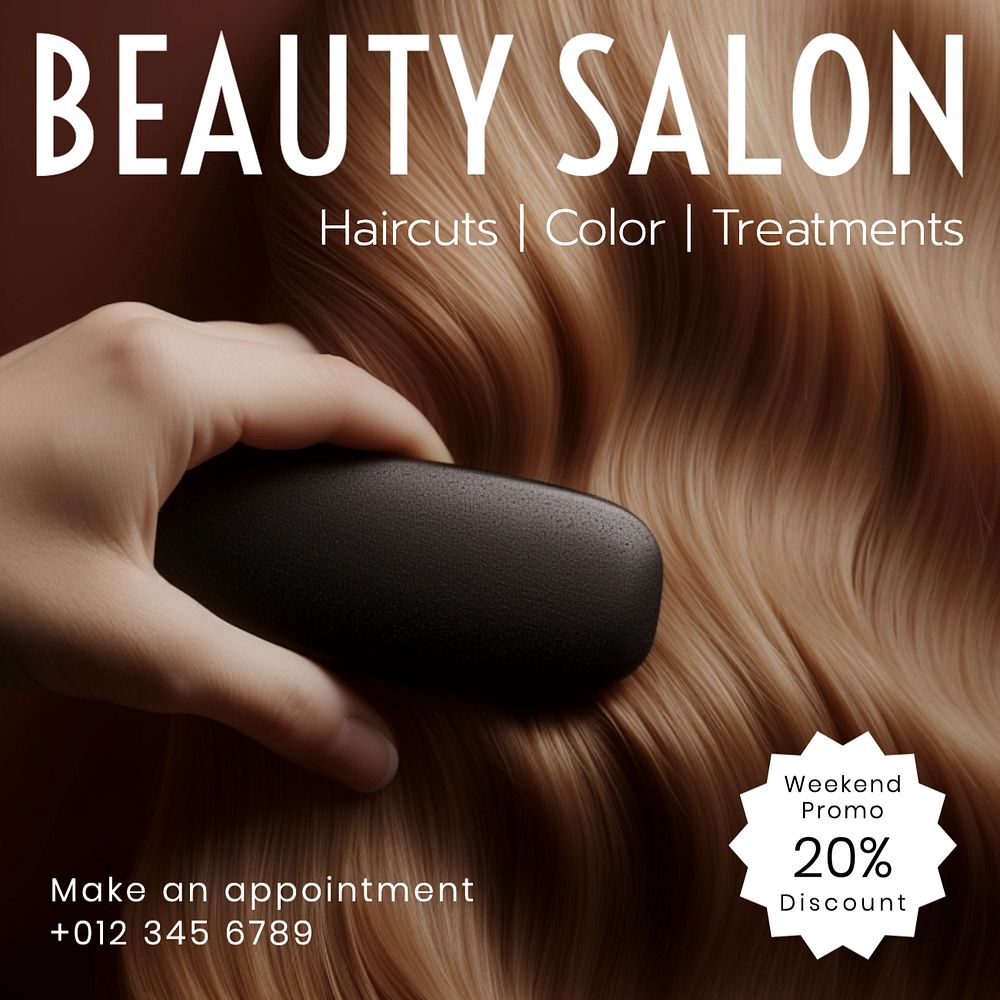 Beauty salon Instagram post template, editable text